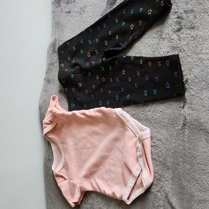 Le Top BeBE Onesie, Girl's Sz 12 Mo,Light Pink & OshKosh, Pants, 9-12mos w Stars